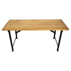 French Foldable Coffee Table Poplar and Iron, circa 1970