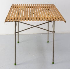 French Foldable Market Table Iron and Pine, circa 1950