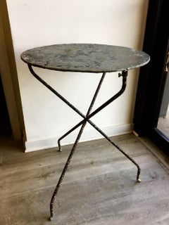 French Folding Bistro Table with a Zinc Top