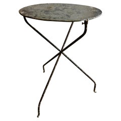 Antique French Folding Bistro Table with a Zinc Top