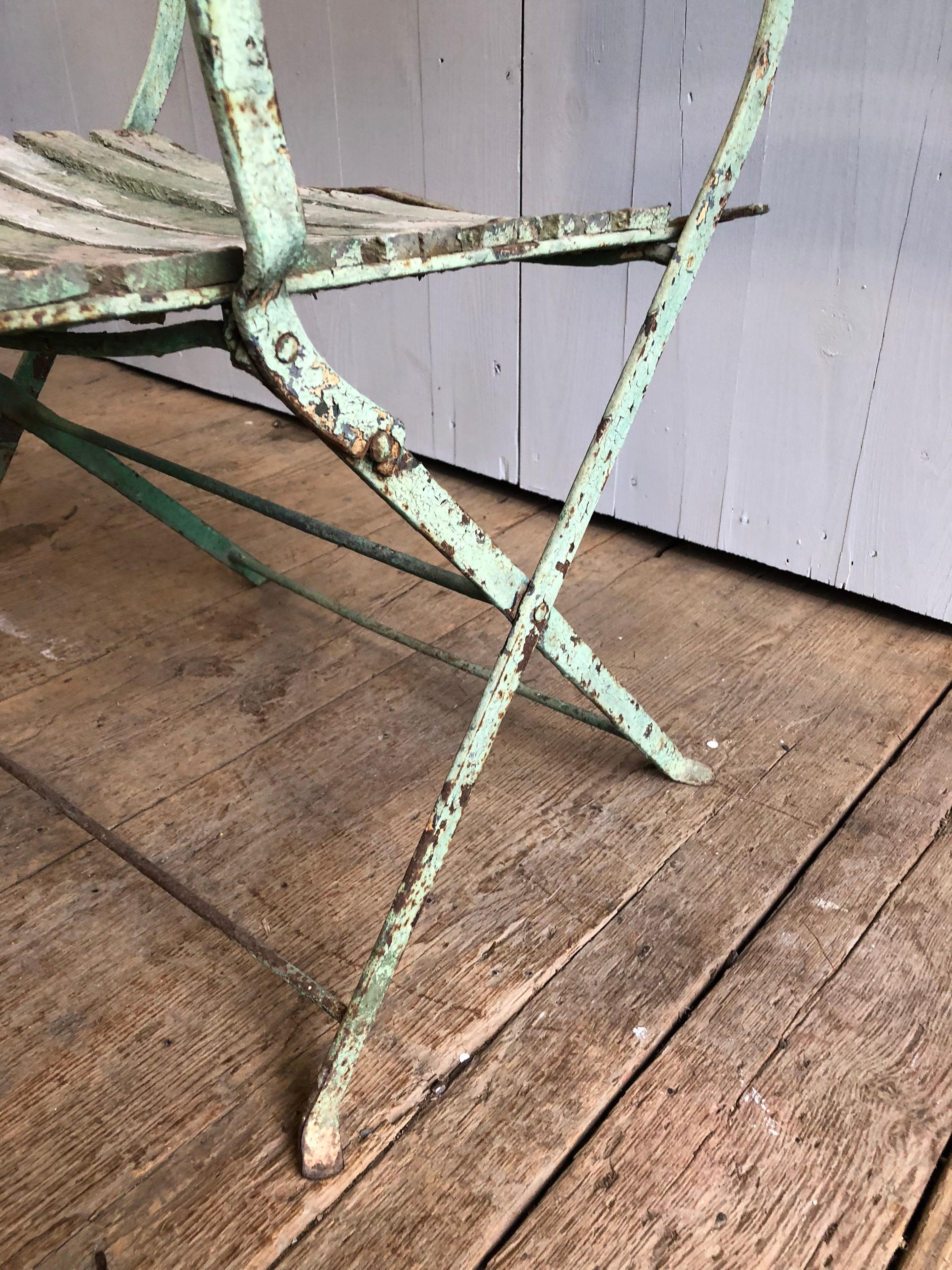 French Folding Garden Chair, 19th Century In Good Condition In Doylestown, PA