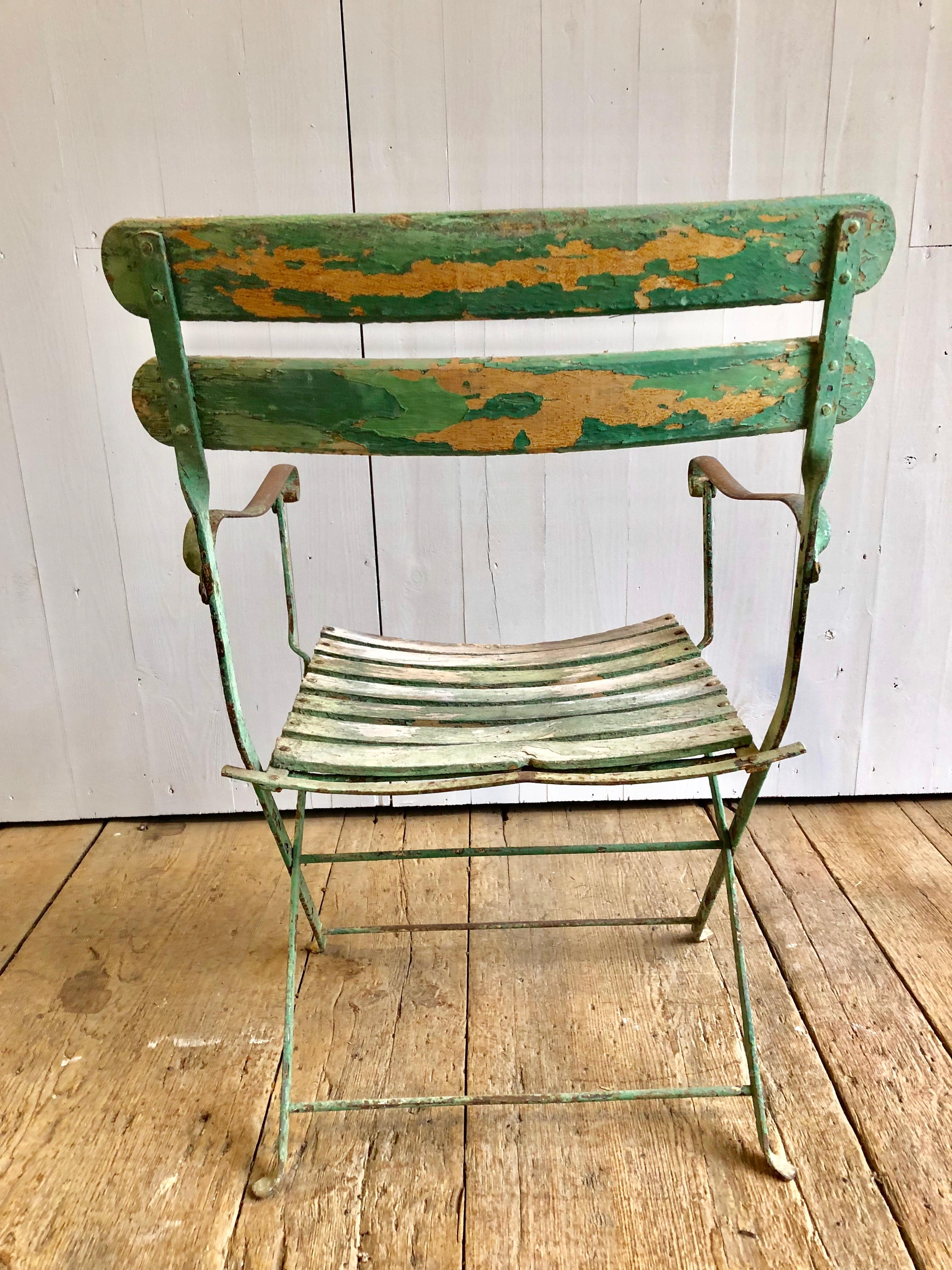 Wrought Iron French Folding Garden Chair, 19th Century