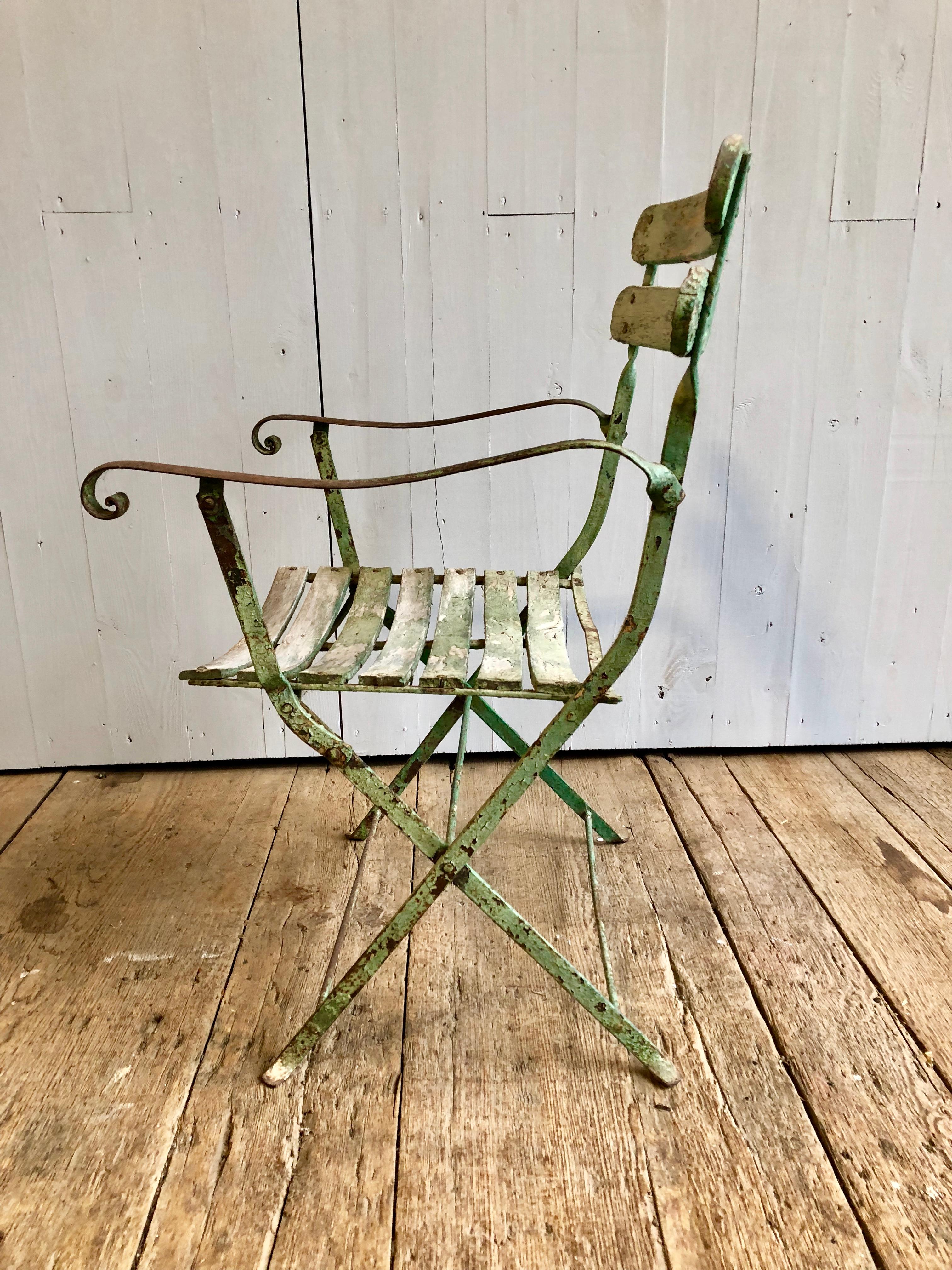 French Folding Garden Chair, 19th Century 2