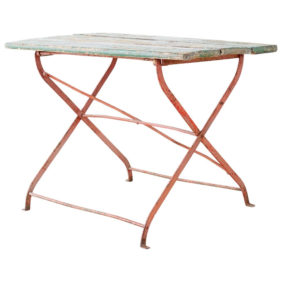 French Folding Iron Garden or Bistro Style Dining Table