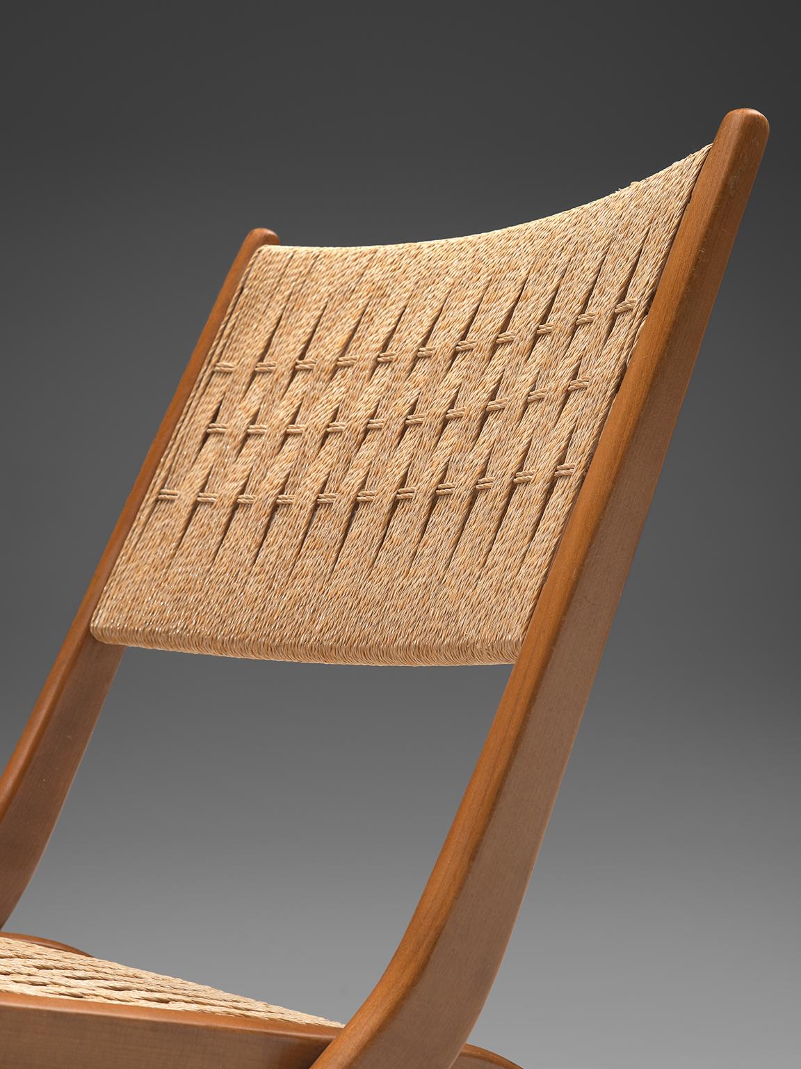 Rope French Folding Slipper Chair with Woven Seat