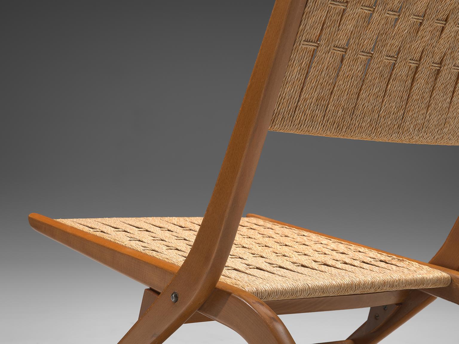 French Folding Slipper Chair with Woven Seat 1