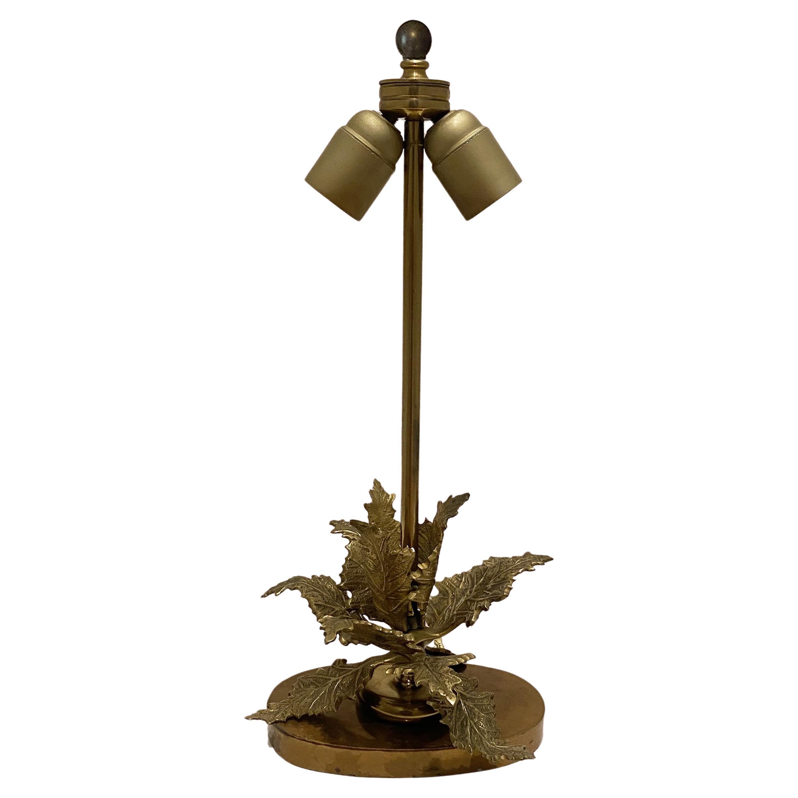 French Foliage Brass Lamp in the style of Maison Charles, 1970s