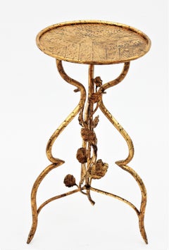 French Foliate Guéridon Drinks Table on Tripod Base, 1930s