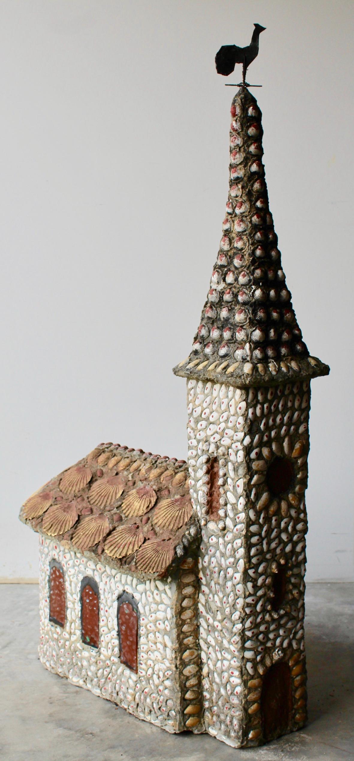 Church of Shells incrusted cement. Normandie Folk Art
France, circa 1980
Interesting and very unique piece of Folk Art made in the Calvados (Normandie) part next to the Ocean,-not far from the D Day beaches, by a local 