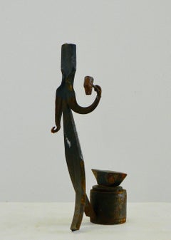 French folk art depicting a blacksmith at his anvil France 1960
