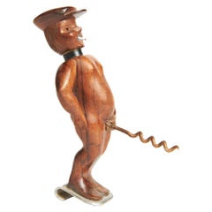 Vintage French Folk Art Figural Combination Bottle-Opener, Corkscrew & Table Lighter