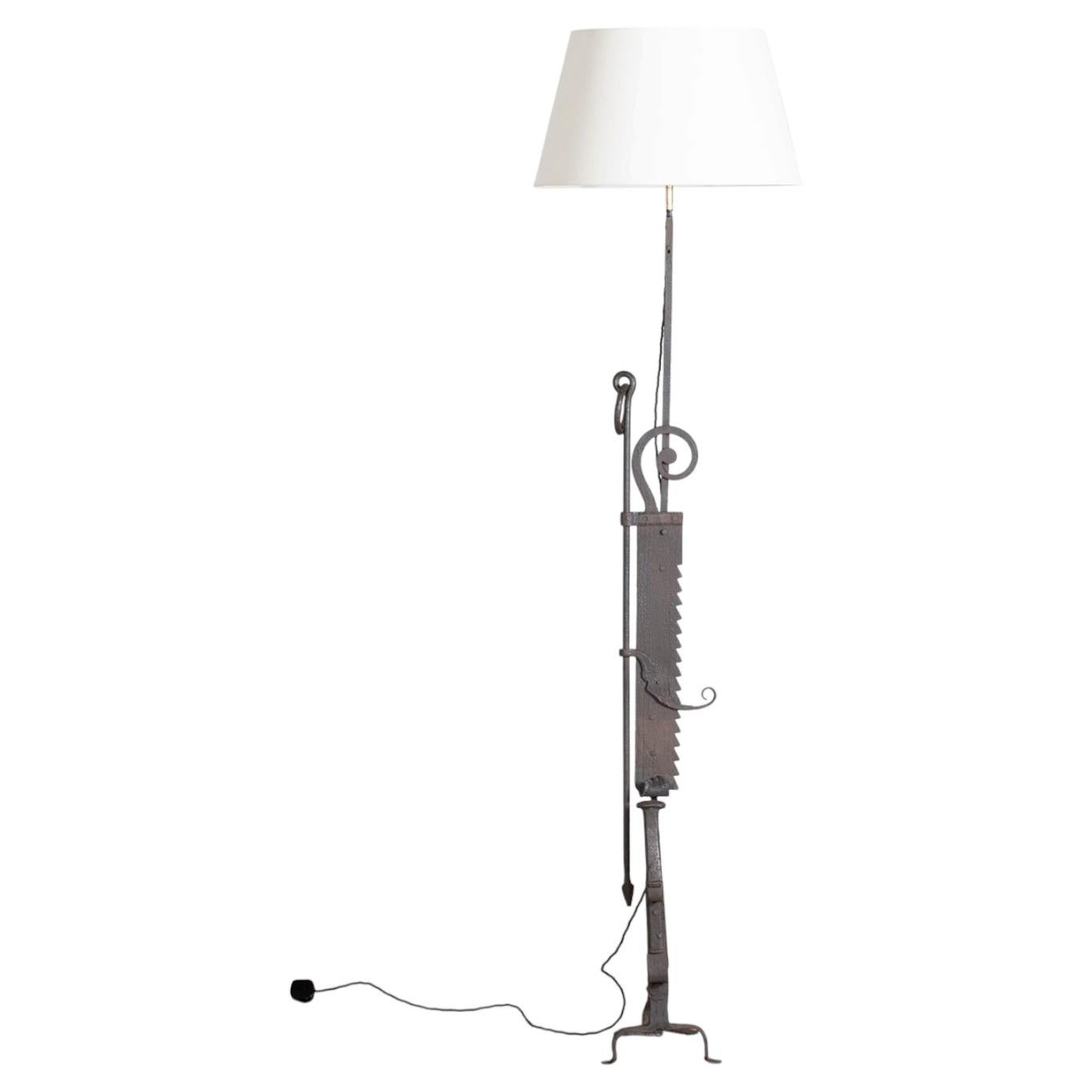 French Folk Art Floor Lamp, Early 20th Century For Sale