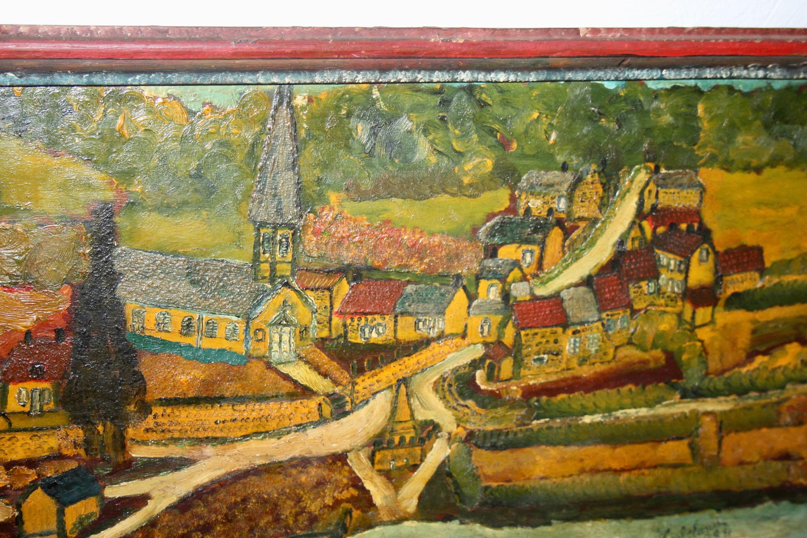 Mid-20th Century French folk art painting For Sale