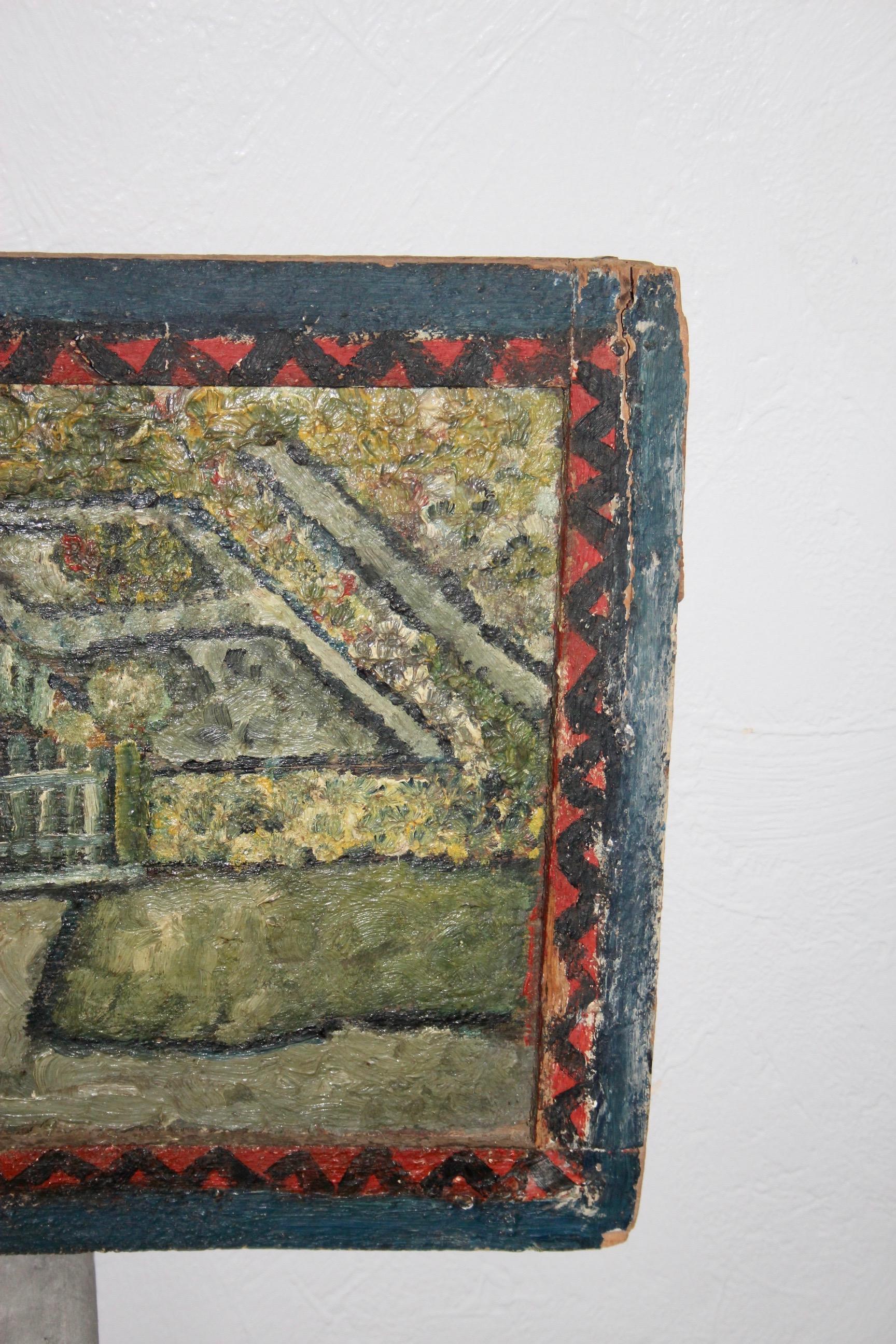 Peinture d'art populaire français signée et datée de 52 Bon état - En vente à grand Lancy, CH