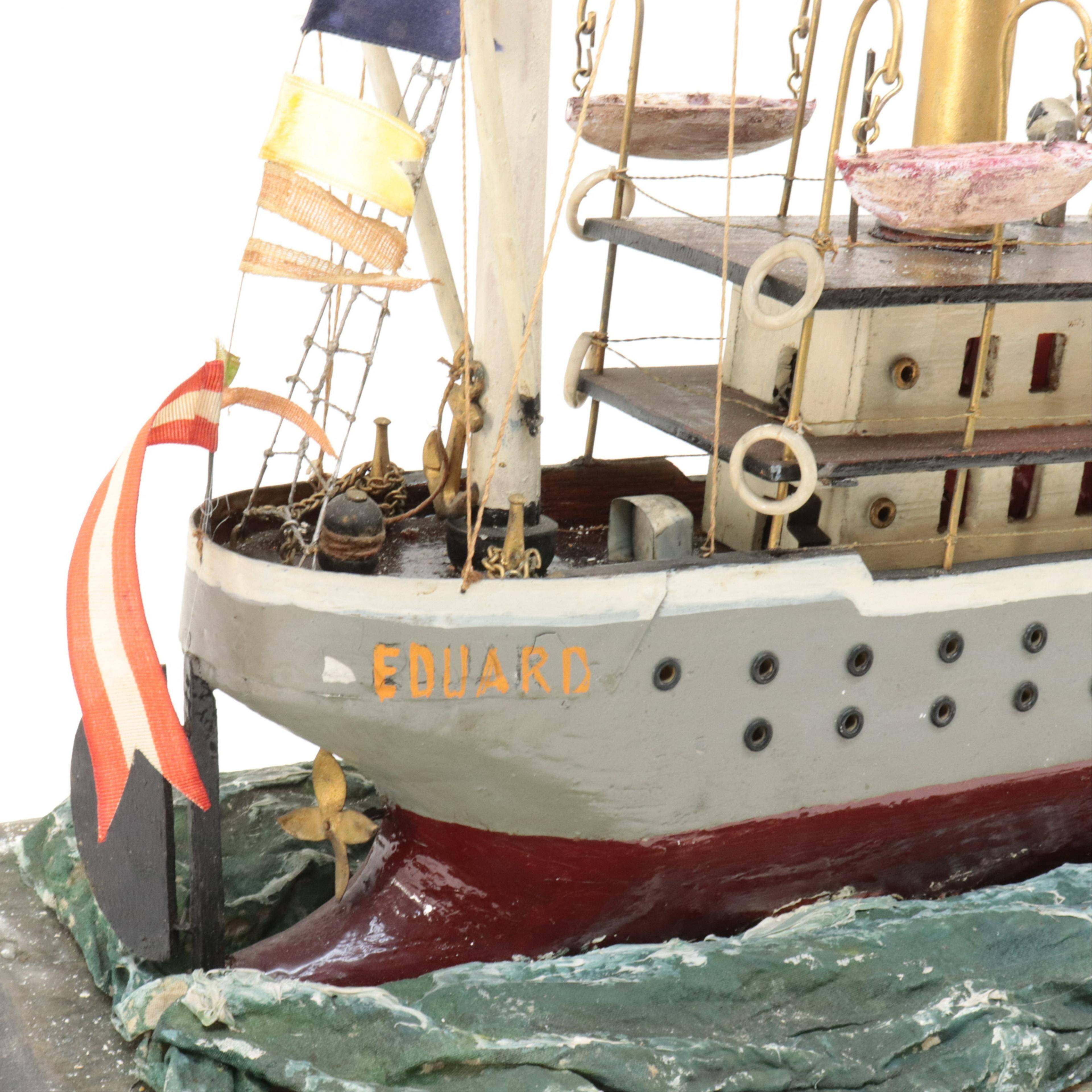Folk Art French Folk-Art Steamship Model