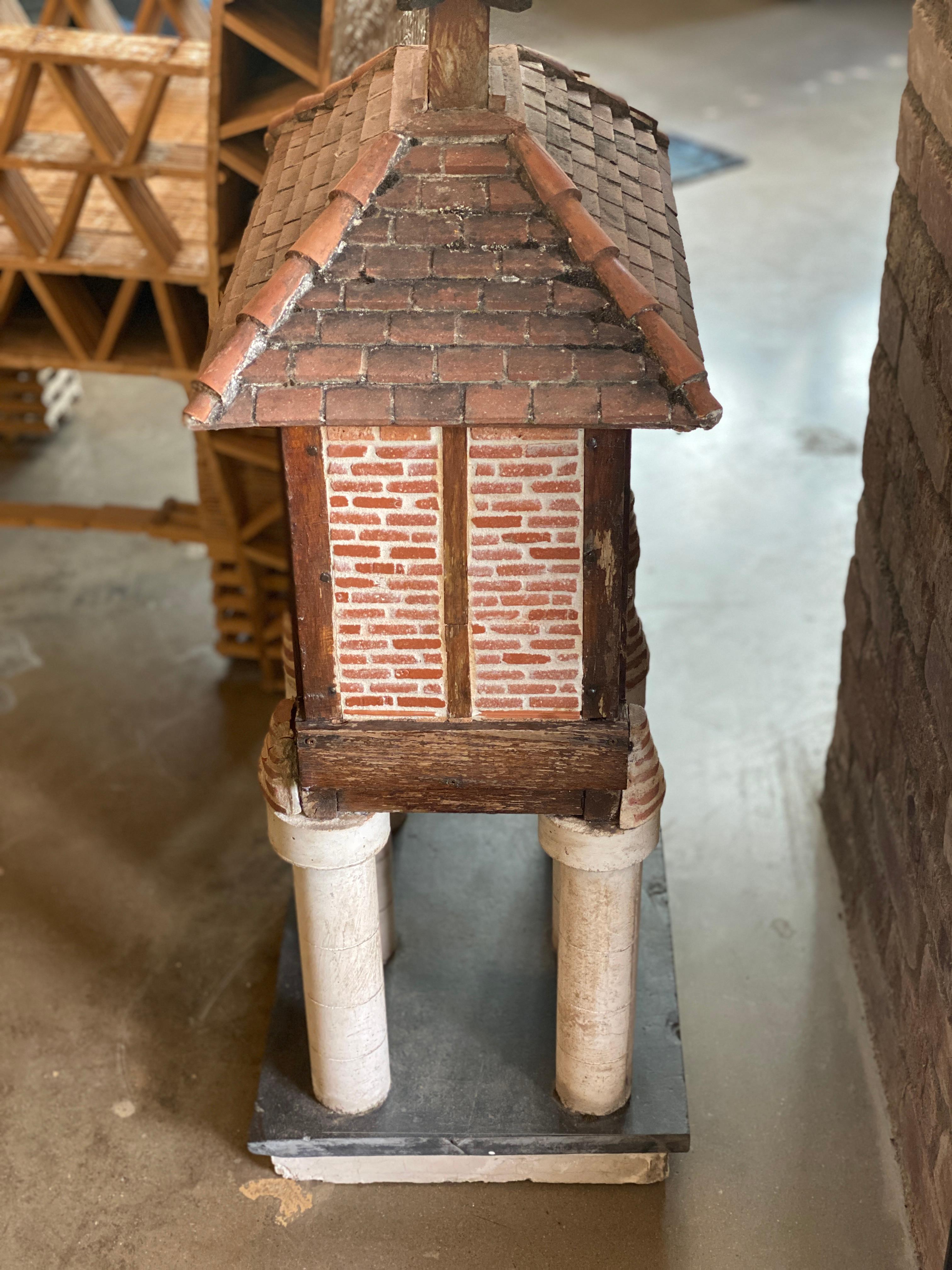 French Folk Art Terracotta Birdhouse on Pillars 2