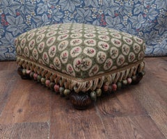 French Foot Stool Antique Tapestry Pouf