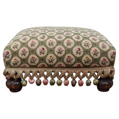 French Foot Stool Antique Tapestry Pouf