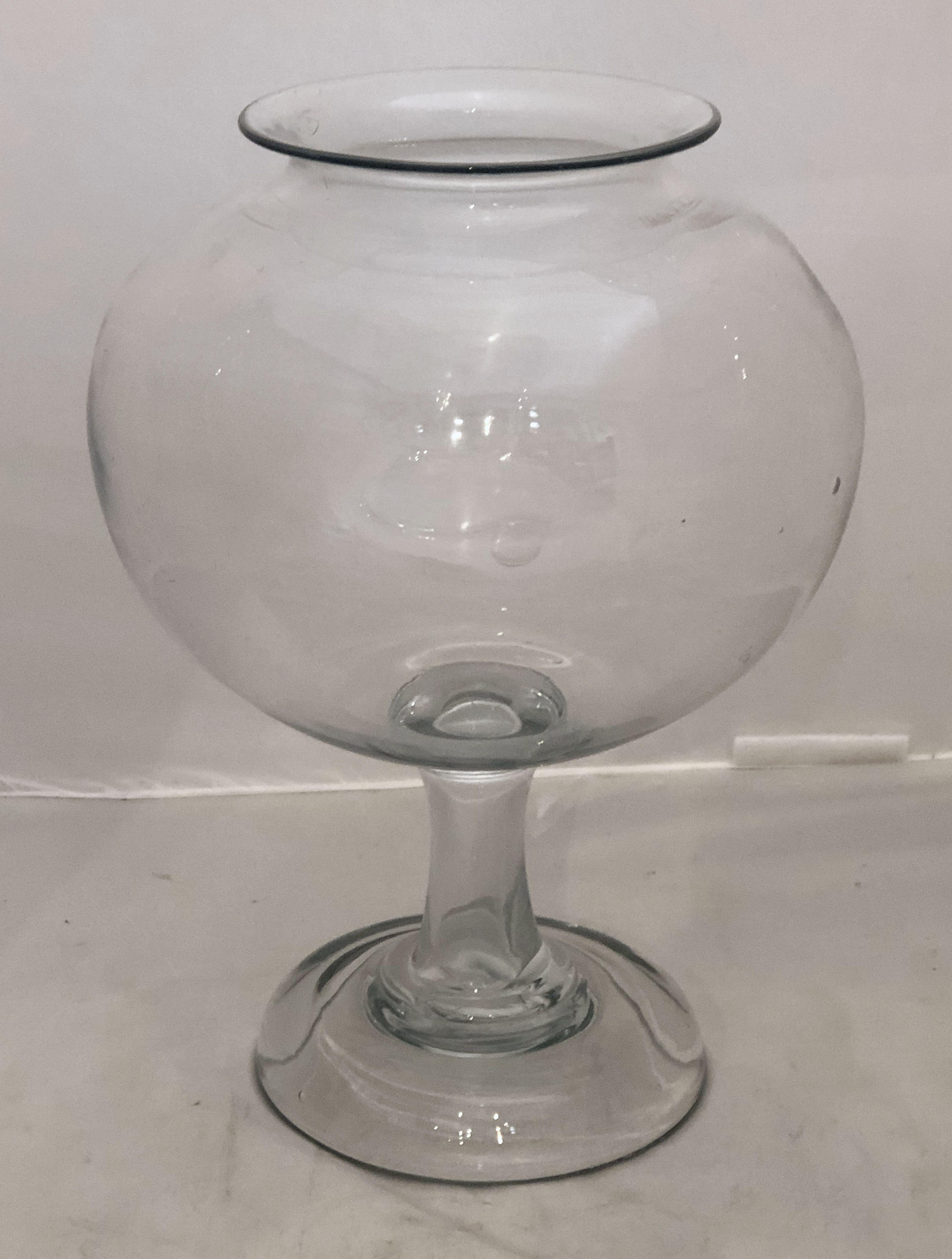 Blown Glass French Footed Leeches Jar of Glass from the 19th Century, a Medical Rarity