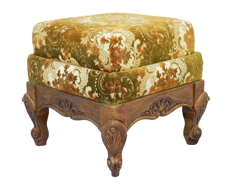 French Stool Vintage Louis XV Rev Oak Upholstered Recover or Use In Good Condition For Sale In Mimizan, FR