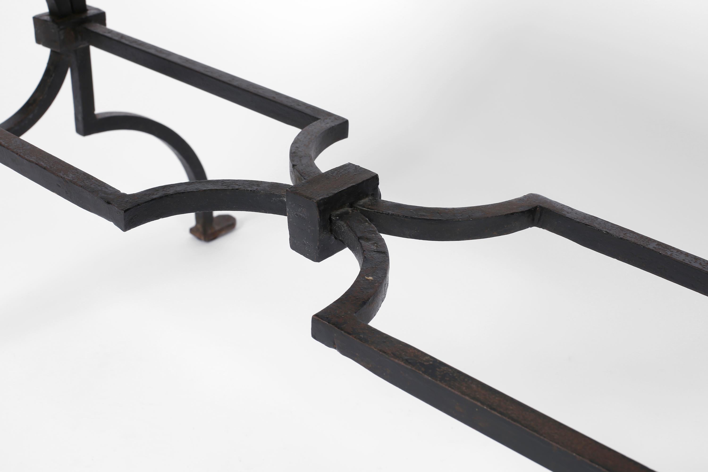 French Forged Iron and Limestone Coffee Table by Gilbert Poillerat, c. 1940. For Sale 6