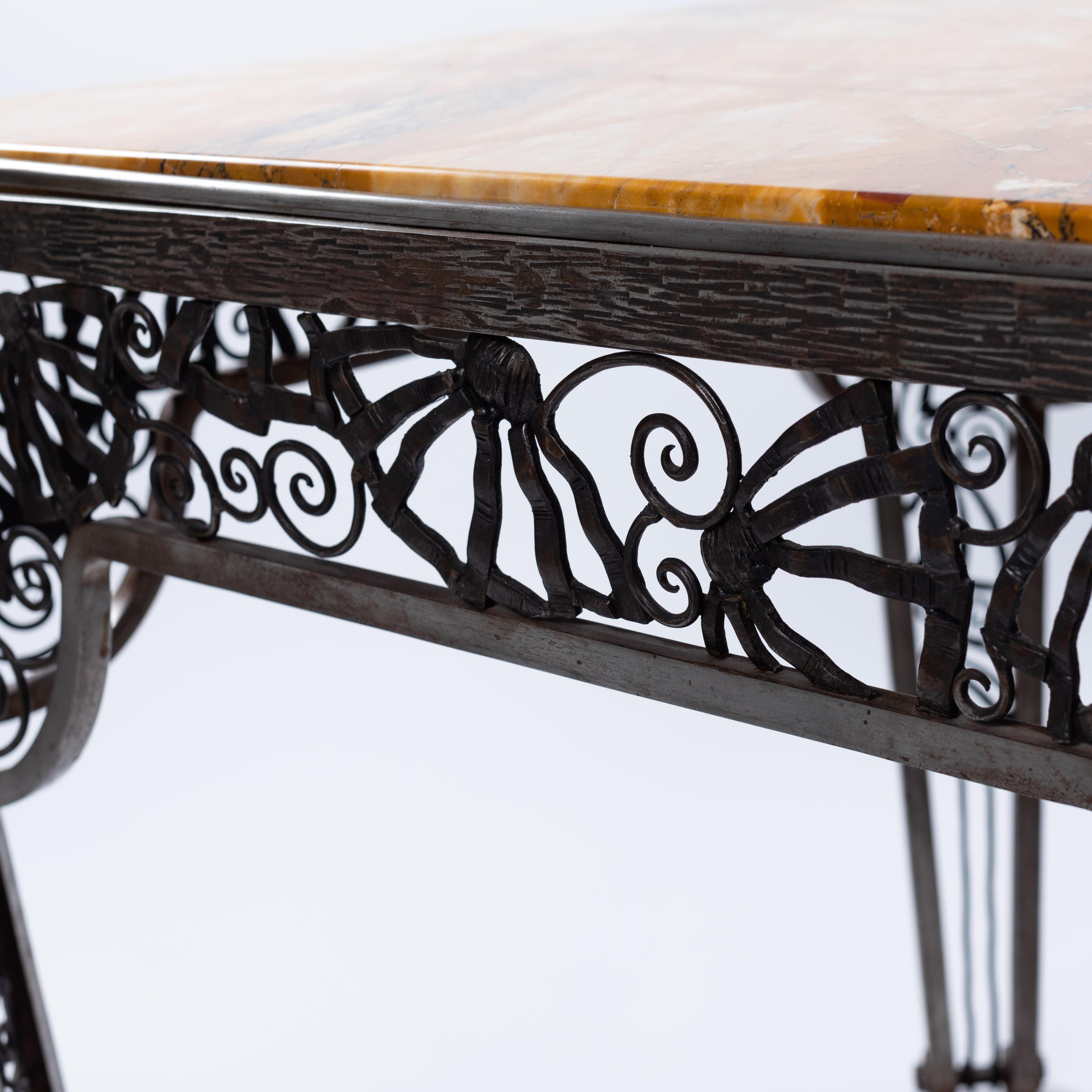 French Forged Iron Art Déco Center Table by Malatre Et Tonnelier, 1930s For Sale 3