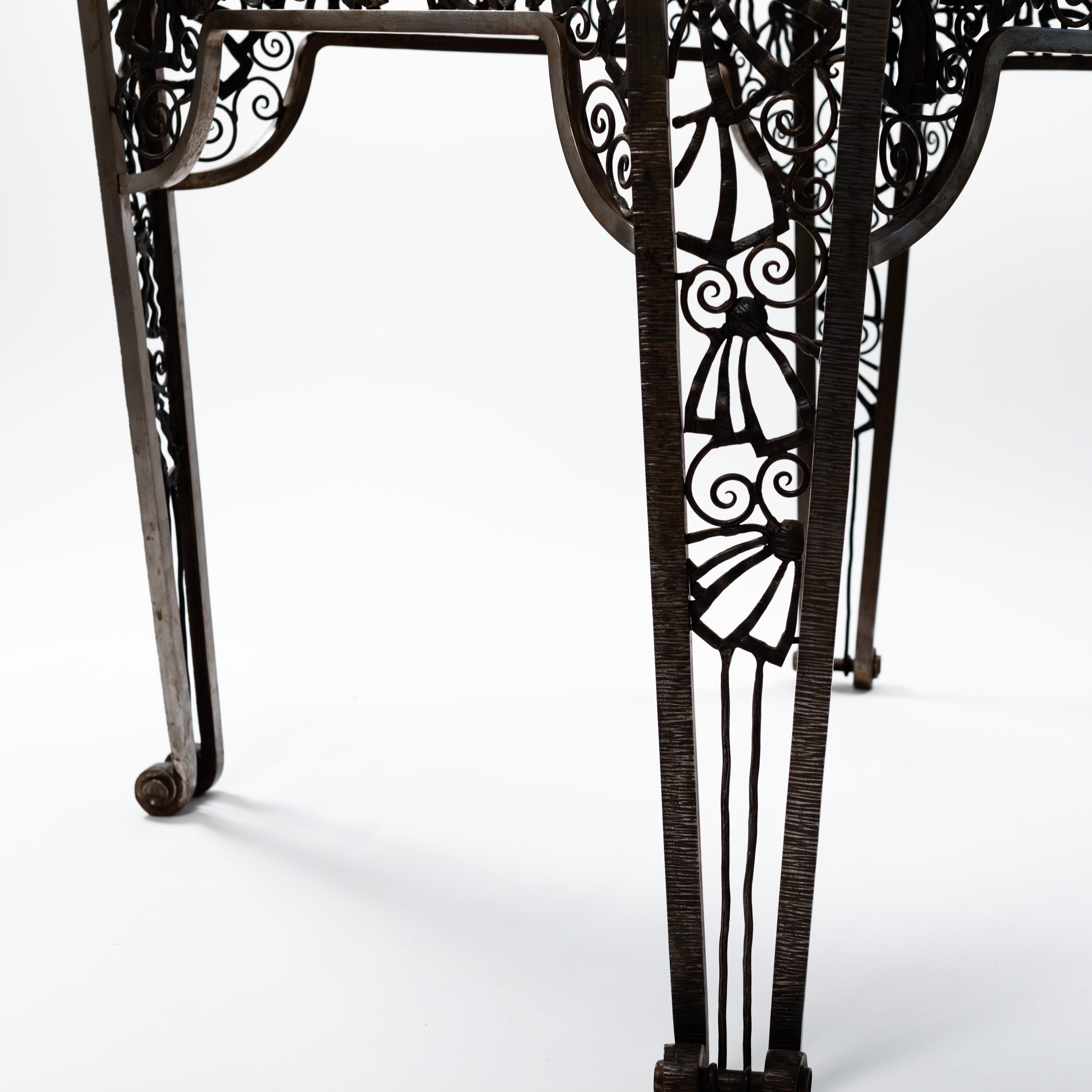 French Forged Iron Art Déco Center Table by Malatre Et Tonnelier, 1930s For Sale 4