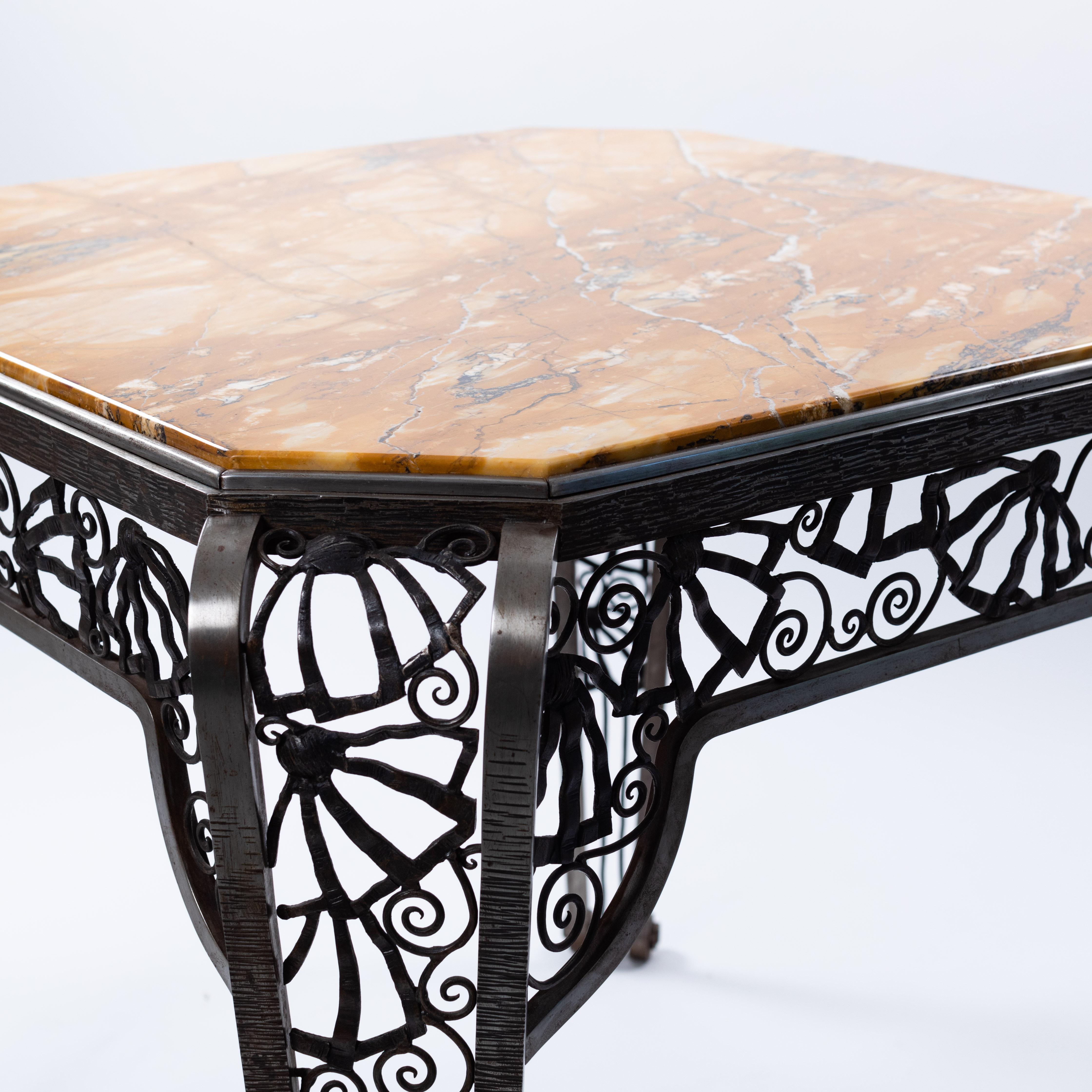 French Forged Iron Art Déco Center Table by Malatre Et Tonnelier, 1930s For Sale 6