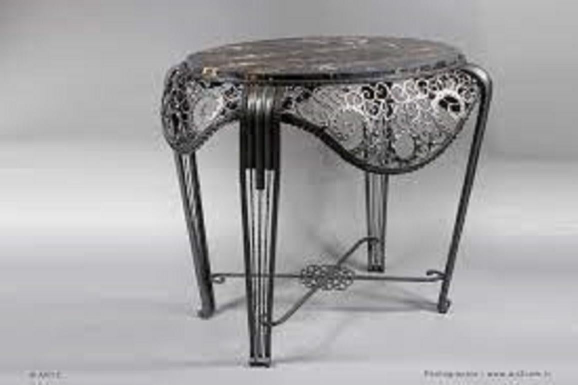 French Forged Iron Art Déco Center Table by Malatre Et Tonnelier, 1930s For Sale 9