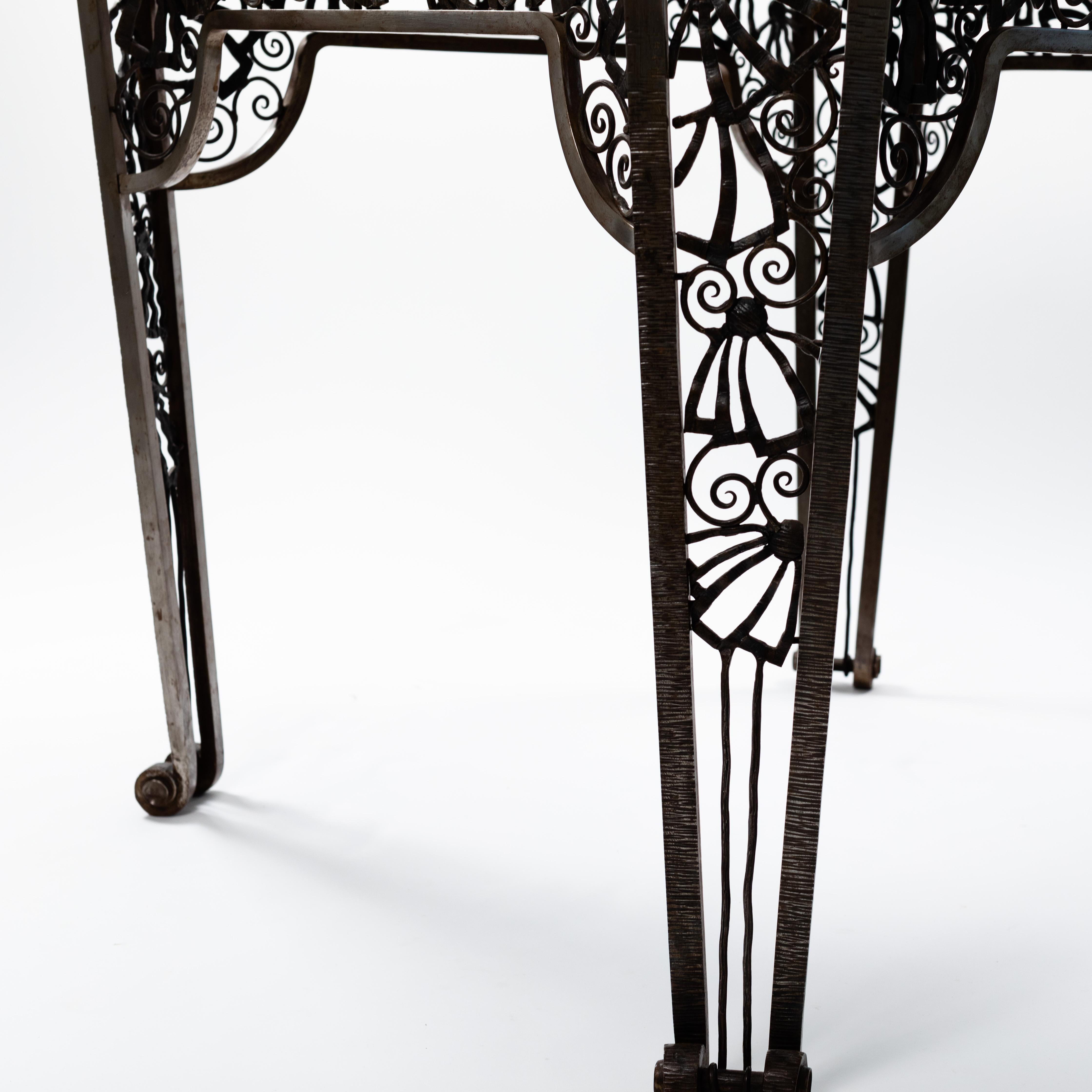 Mid-20th Century French Forged Iron Art Déco Center Table by Malatre Et Tonnelier, 1930s For Sale