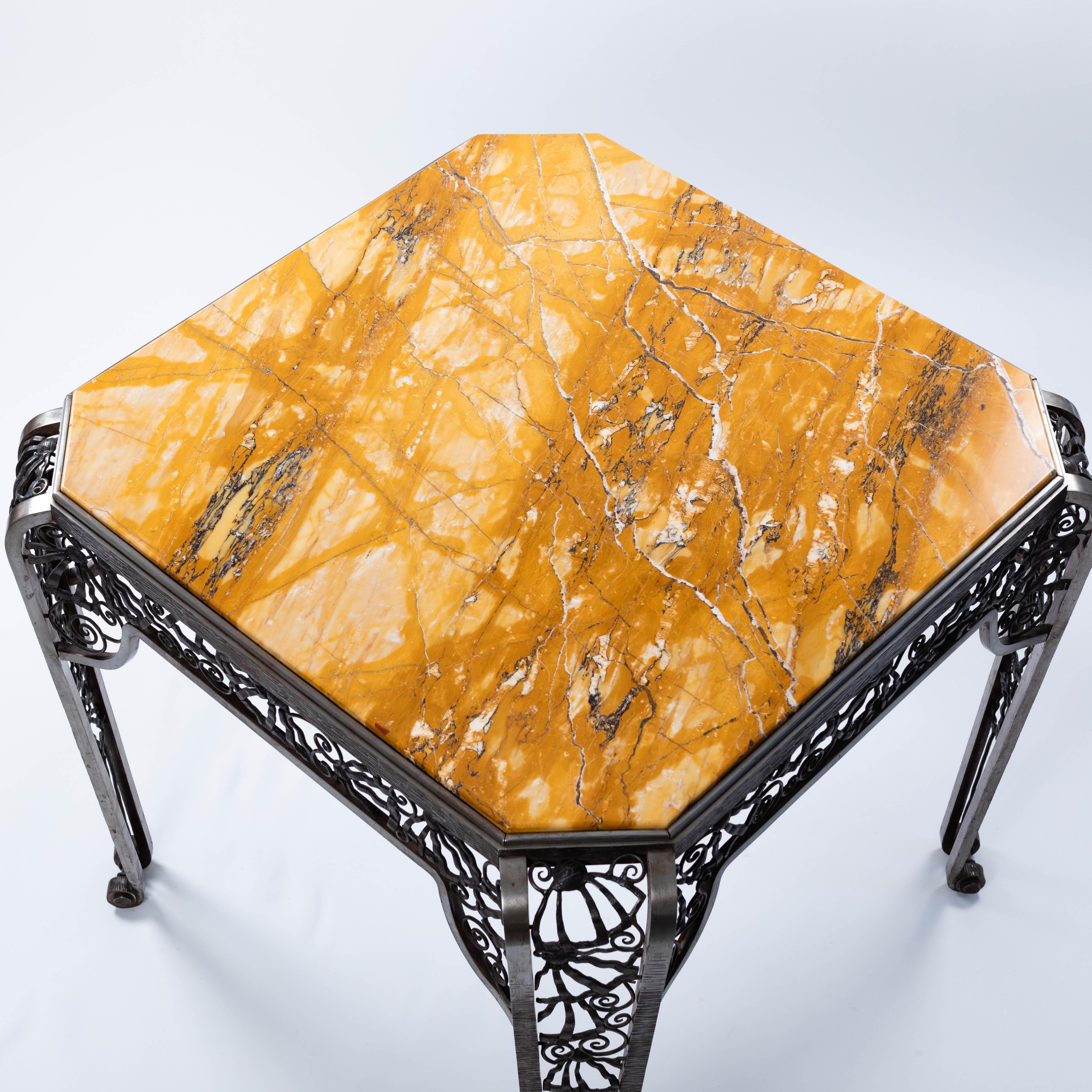 French Forged Iron Art Déco Center Table by Malatre Et Tonnelier, 1930s For Sale 2