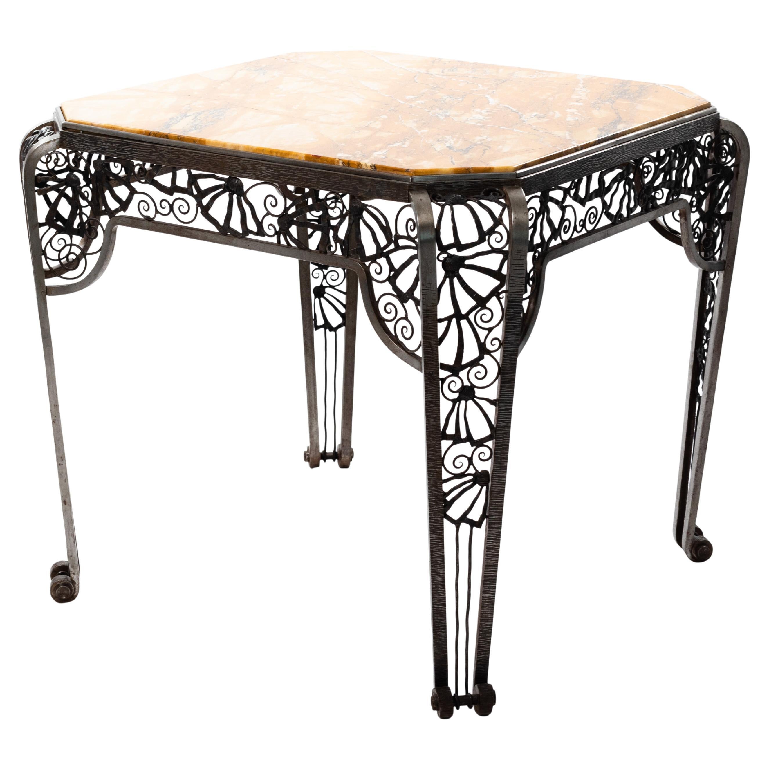 French Forged Iron Art Déco Center Table by Malatre Et Tonnelier, 1930s For Sale