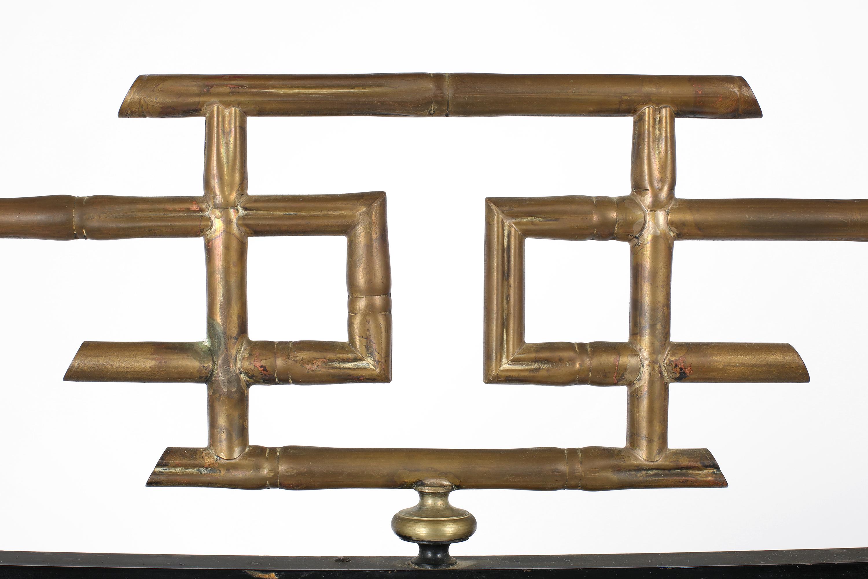 Mid-20th Century French Forged Iron & Bronze Chinoiserie Mirror