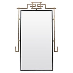French Forged Iron & Bronze Chinoiserie Mirror