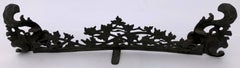 French Forged Iron Fireplace Front Decoration with Leaves and Scrolls Late 1800s