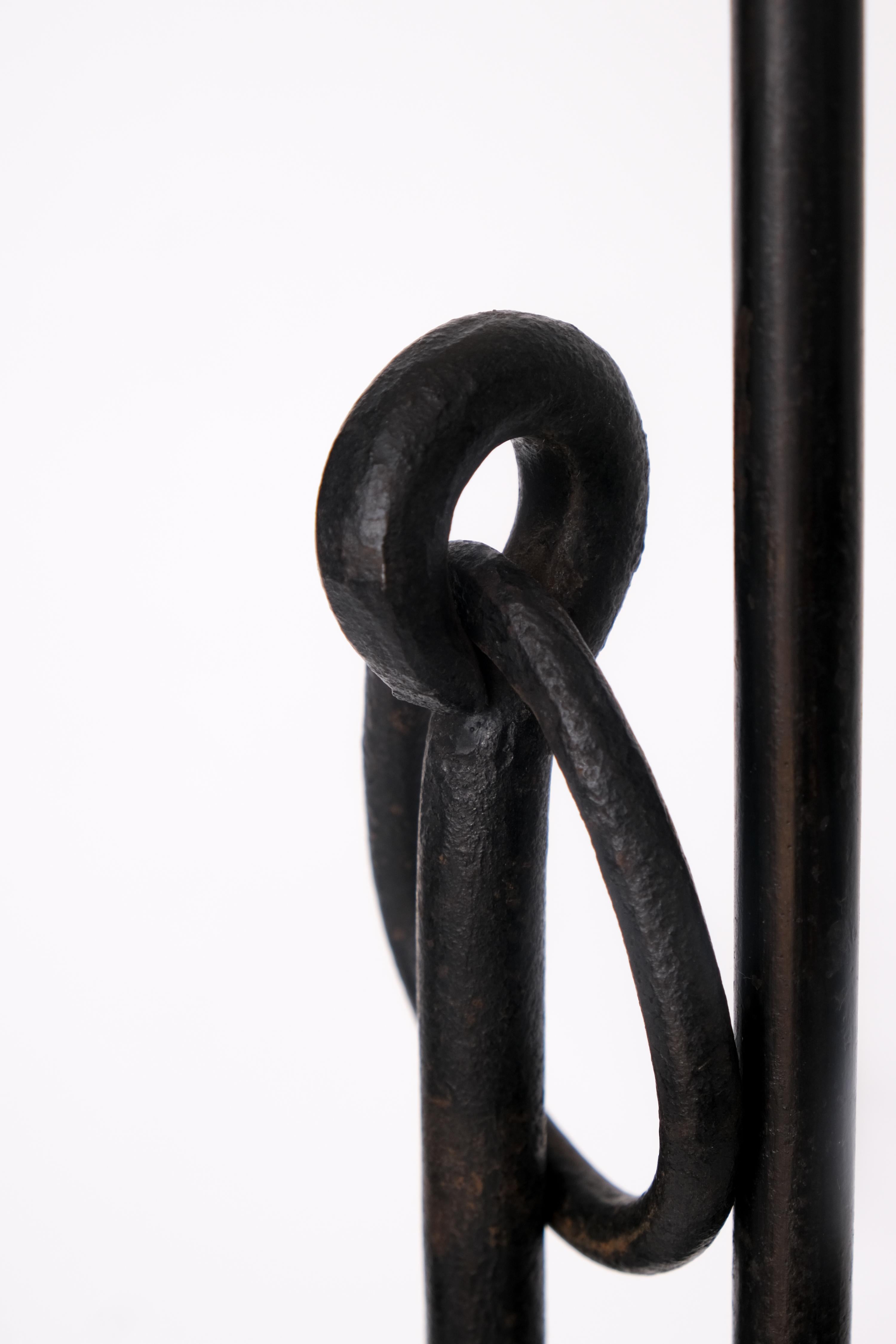 Forged French forged iron folk-art floor lamp c.1950 For Sale