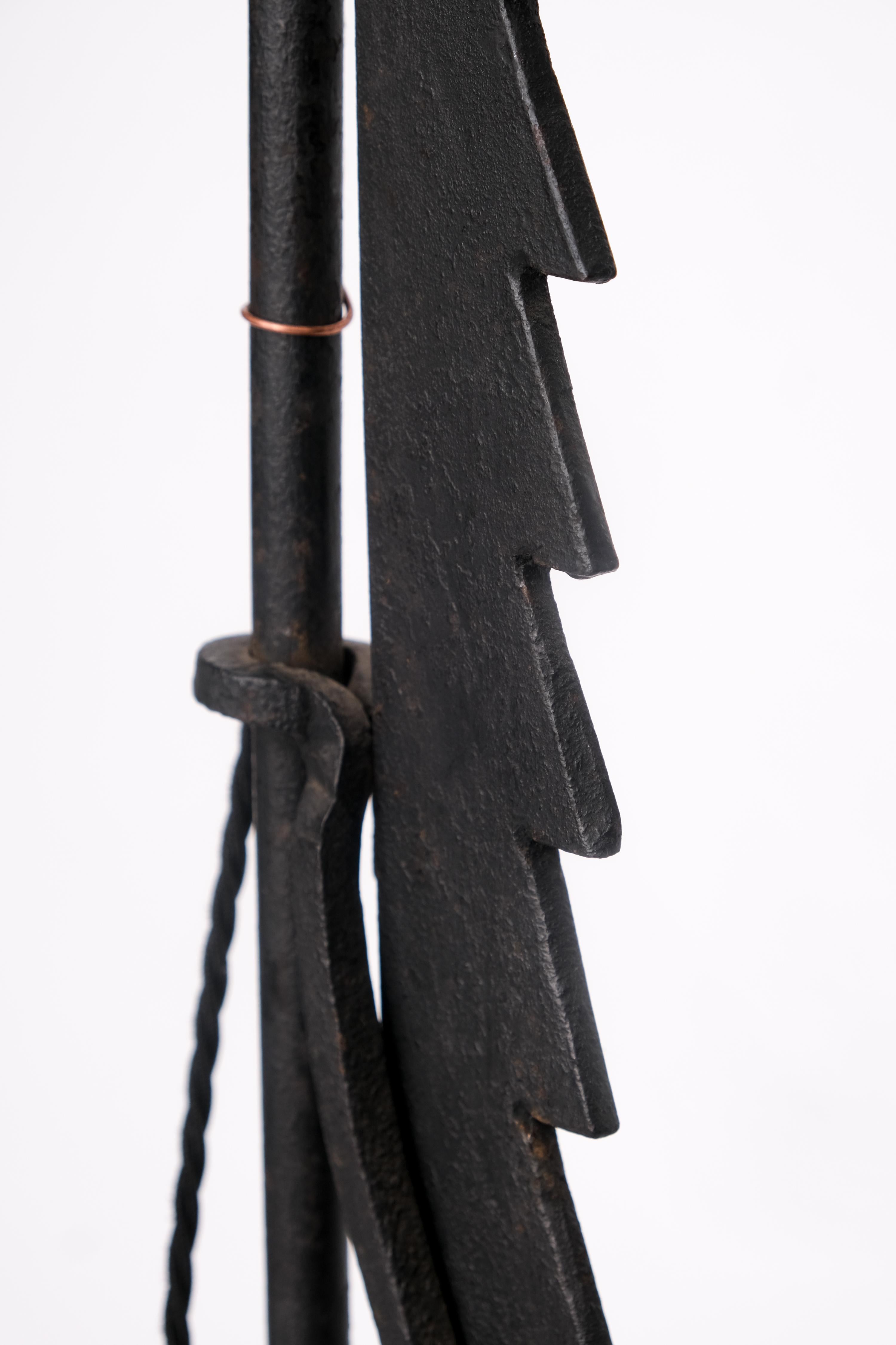Mid-20th Century French forged iron folk-art floor lamp c.1950 For Sale