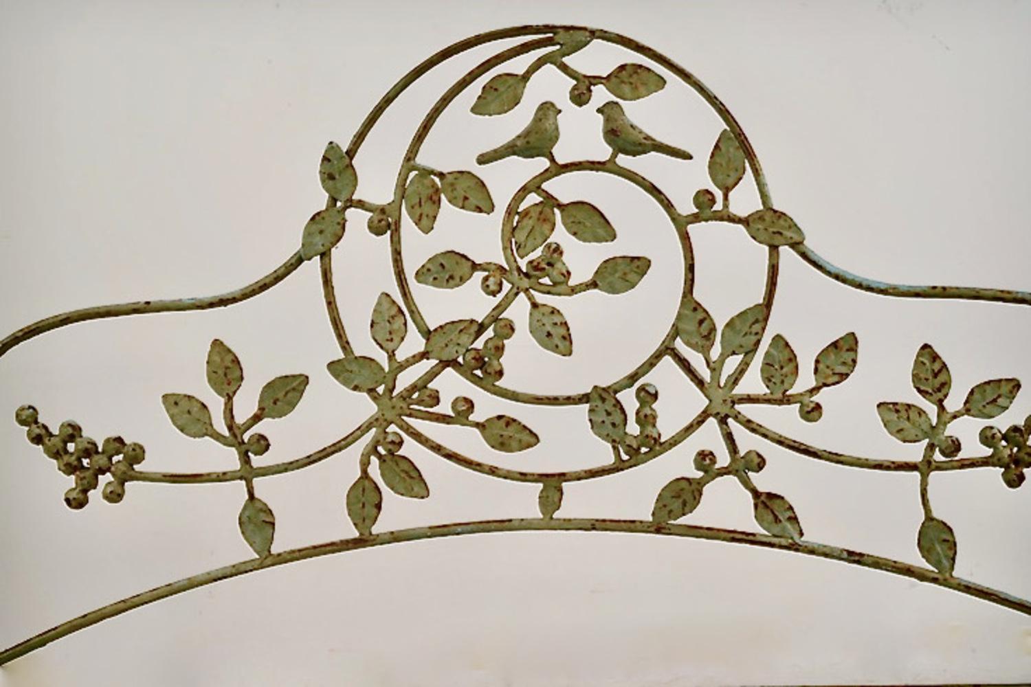 French Forged Iron Garden Bench In Good Condition For Sale In Pasadena, CA