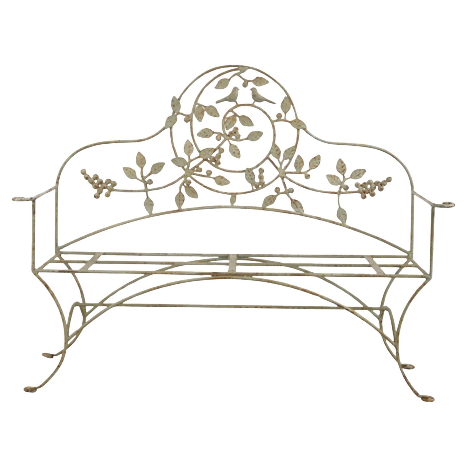 French Forged Iron Garden Bench For Sale