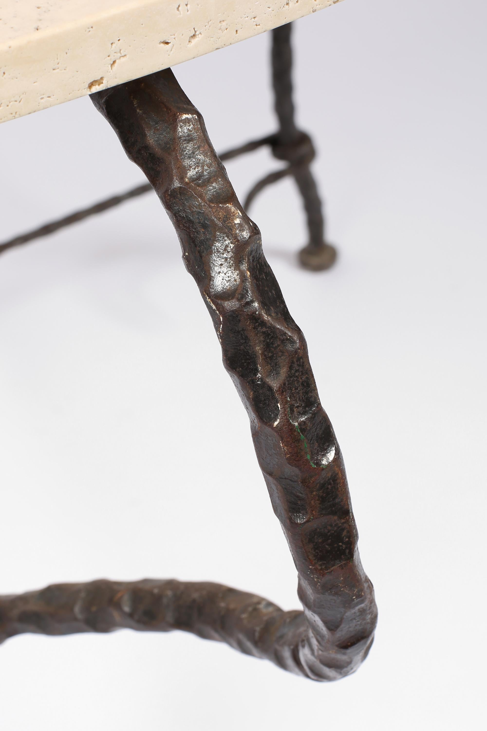 French Forged Iron & Limestone Centre Table in the manner of Diego Giacometti For Sale 6