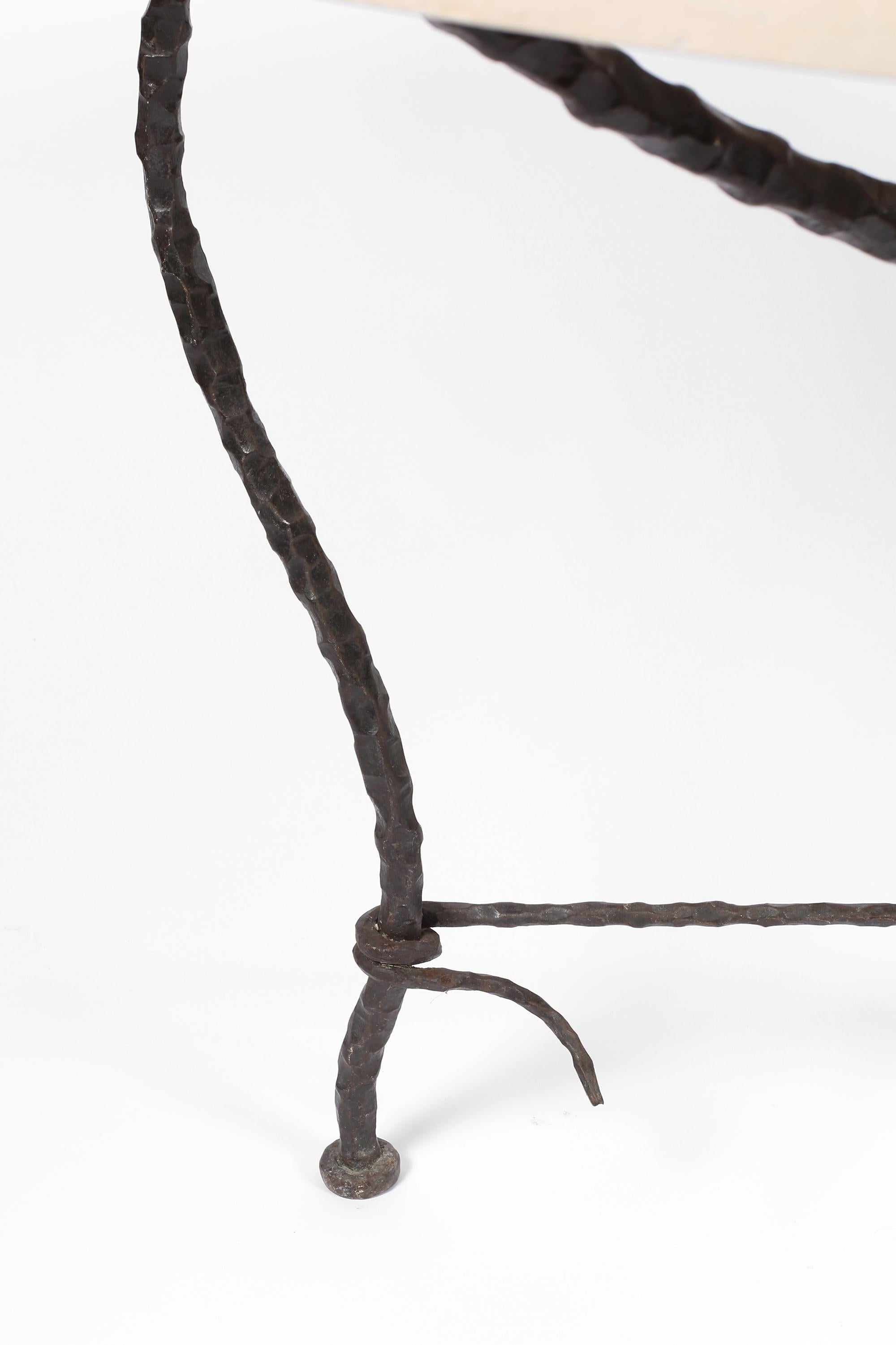 French Forged Iron & Limestone Centre Table in the manner of Diego Giacometti For Sale 1