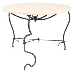French Forged Iron & Limestone Centre Table in the manner of Diego Giacometti