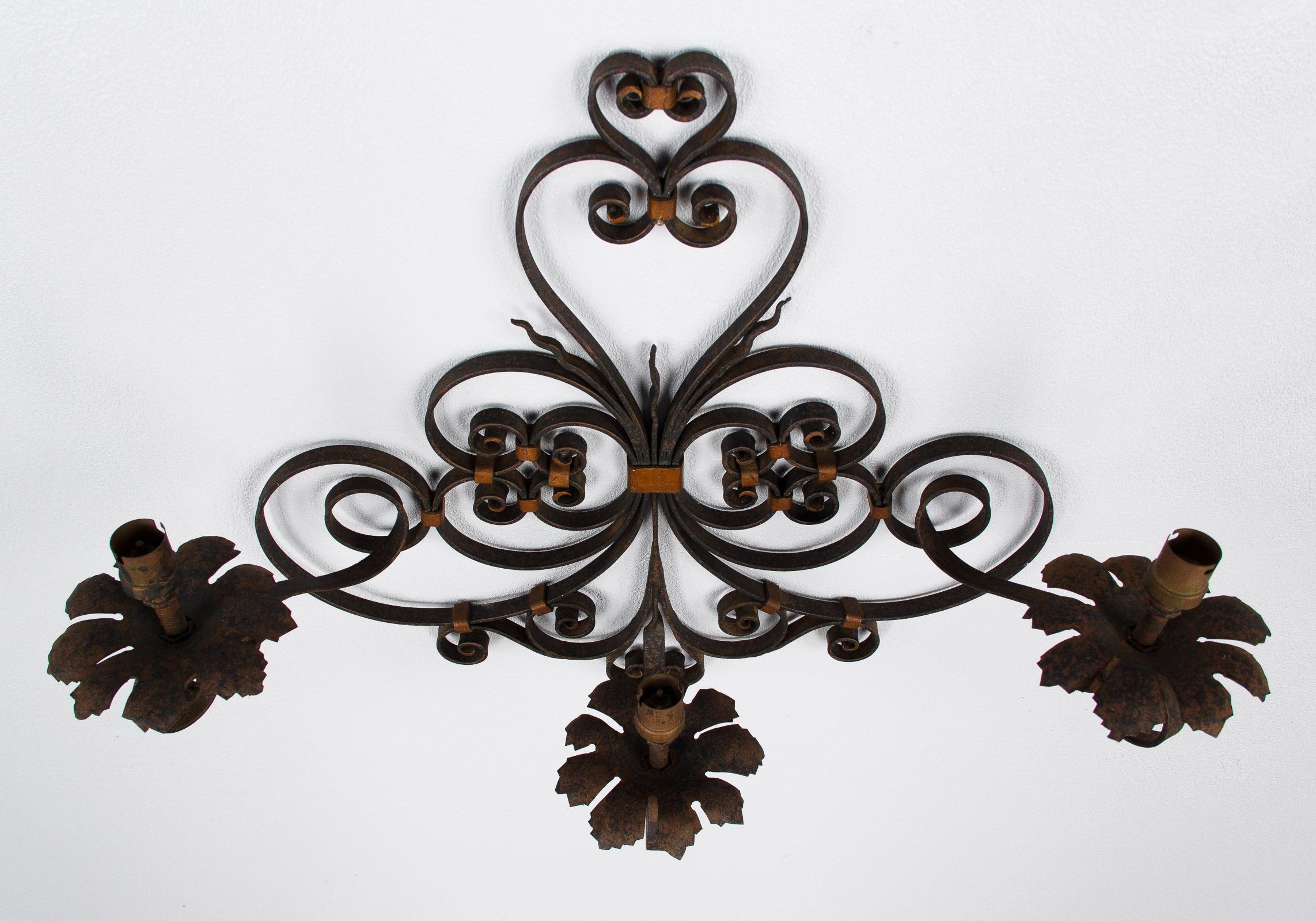 French Forged Iron Sconce, 1940s 7