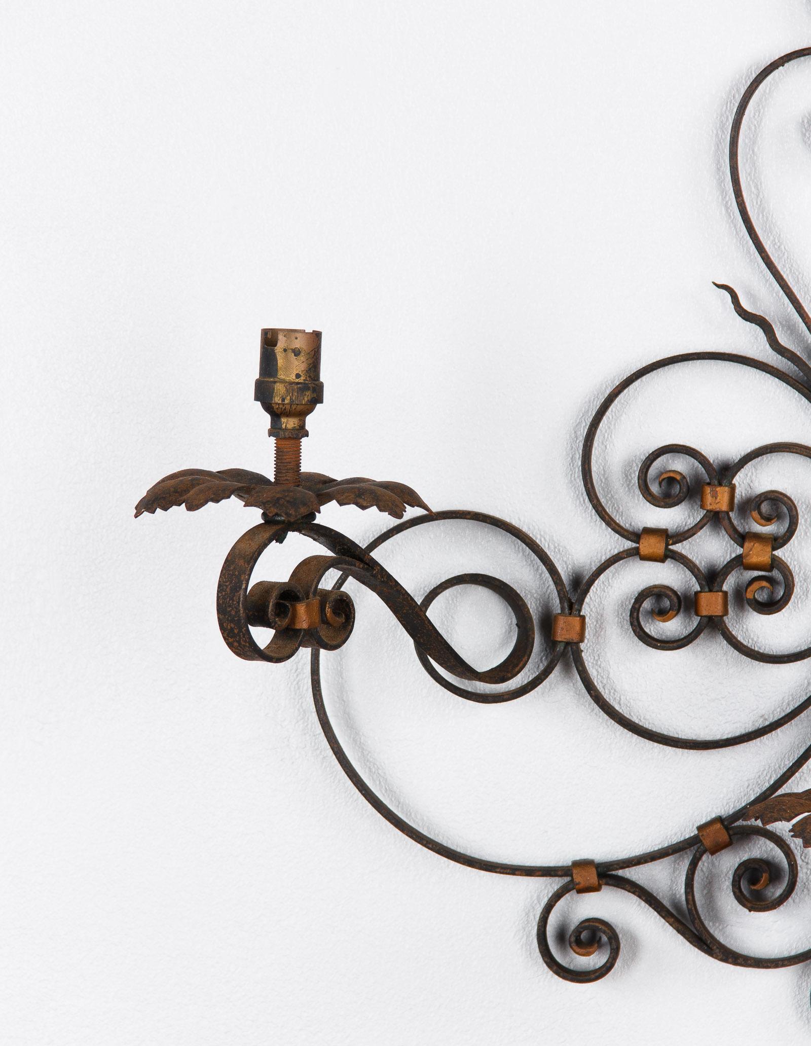 French Forged Iron Sconce, 1940s In Good Condition In Austin, TX