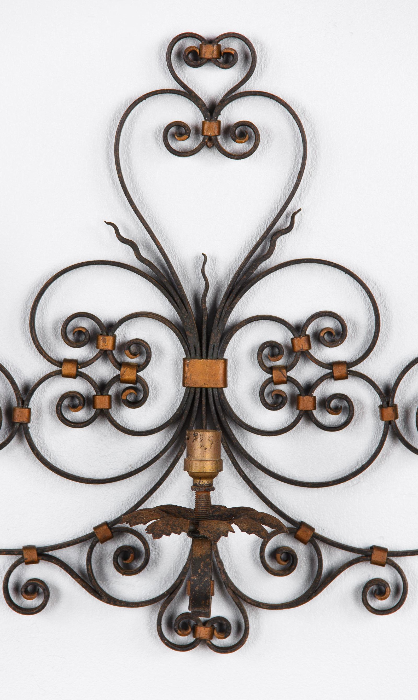 20th Century French Forged Iron Sconce, 1940s