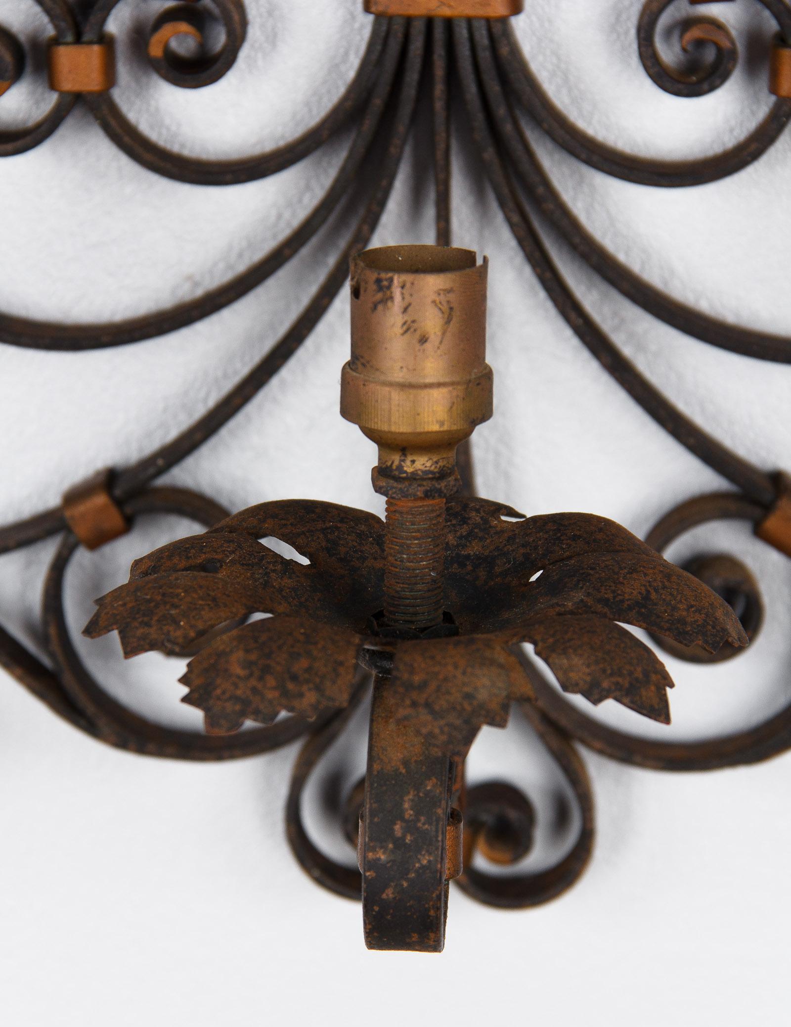French Forged Iron Sconce, 1940s 3