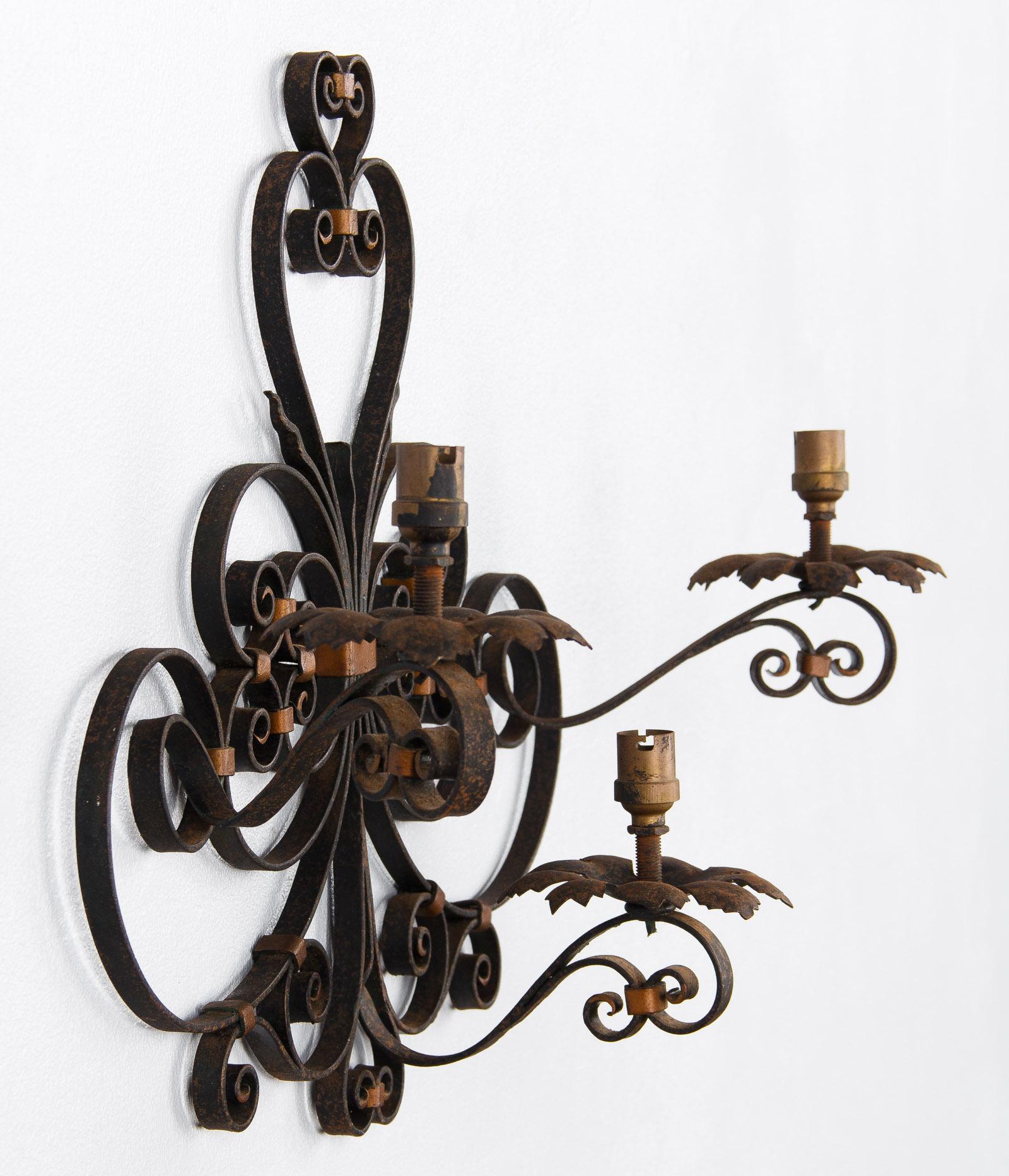 French Forged Iron Sconce, 1940s 4