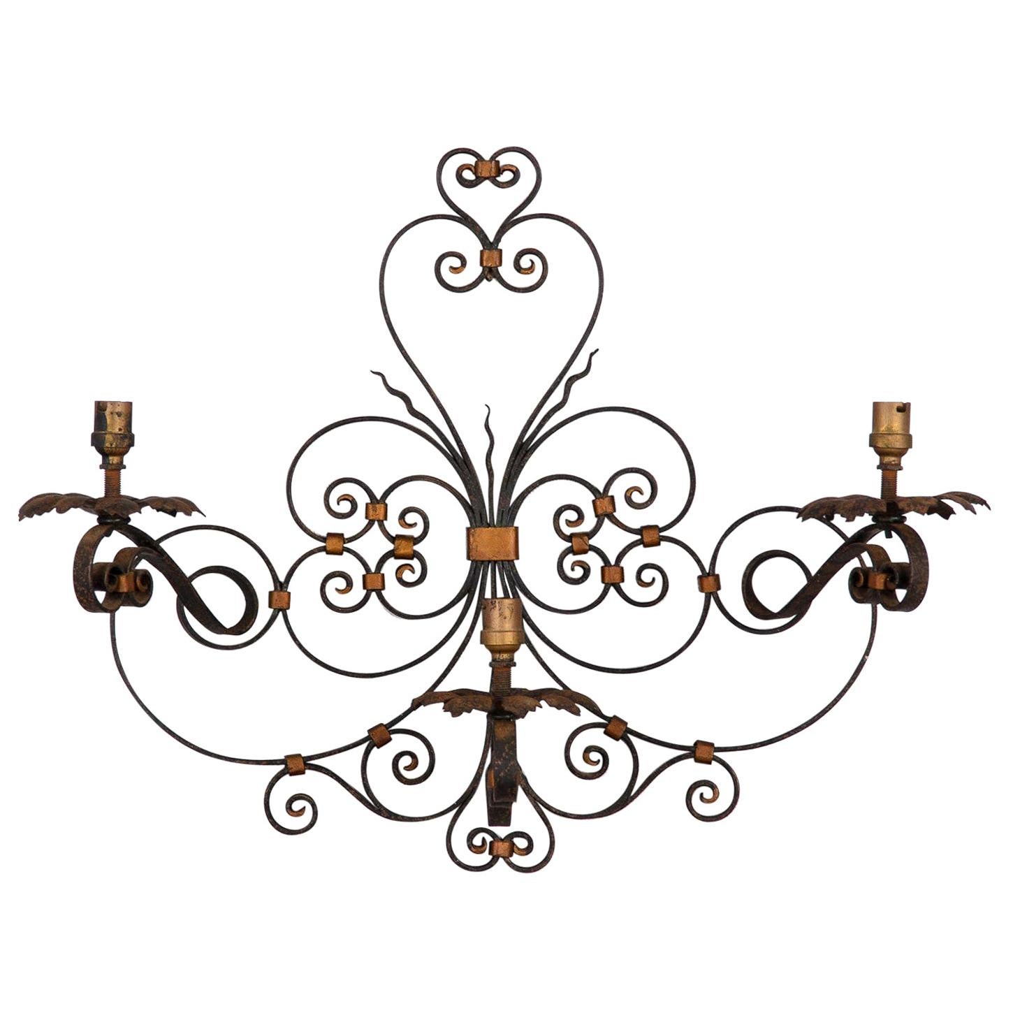 French Forged Iron Sconce, 1940s