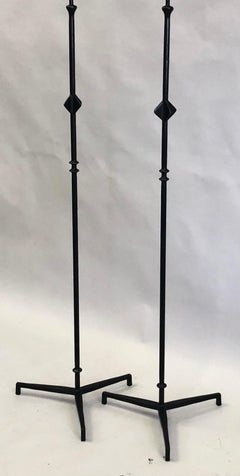 Pair of French Forged Iron 'Star' Floor Lamps After Diego Giacometti