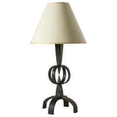 French Forged Steel Table Lamp, circa 1960